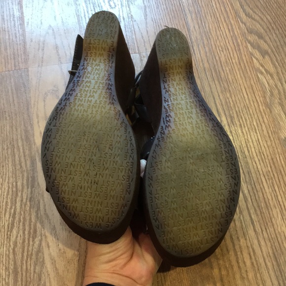 Nine West Chocolate Leather/suede sandals size 9 - Picture 4 of 8